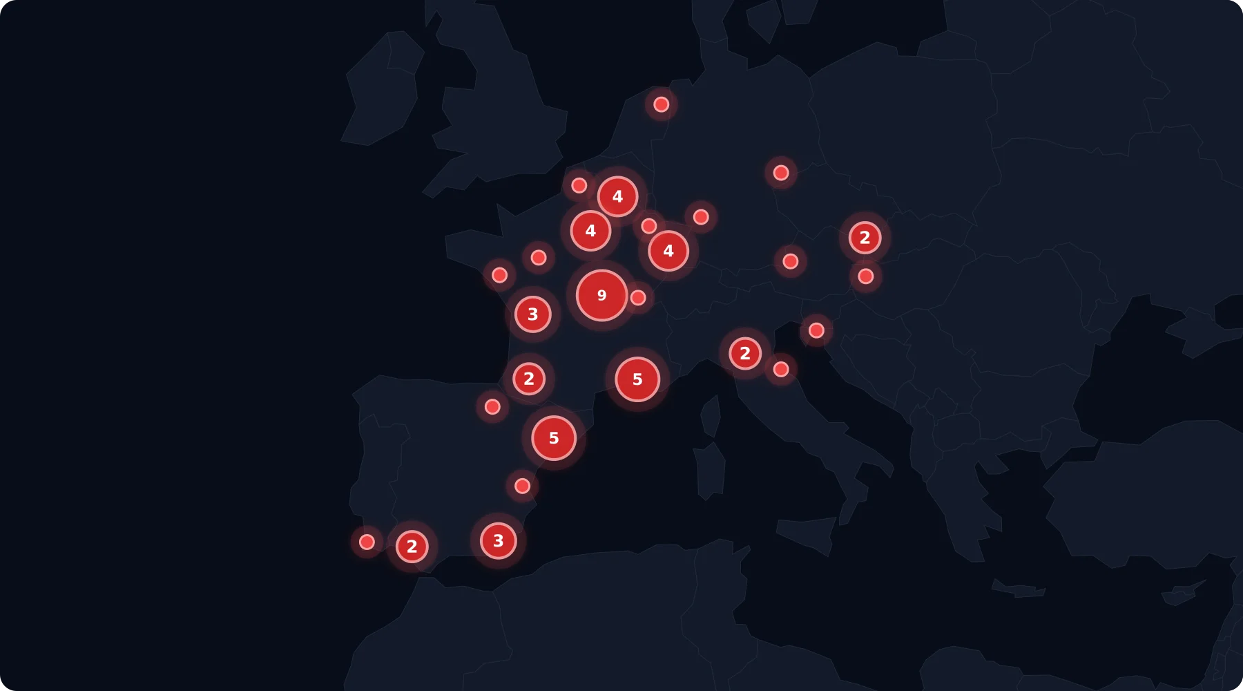 Carte des circuits de roulage moto en Europe